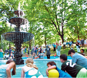 A new cast-iron fountain to replace a historic one that was melted down to assist with the war effort during World War II was installed in June in Nevin Park, located in College Hill adjacent to campus. It was one result of the work of a Tech Clinic team that included Brian Dierze ’16. 