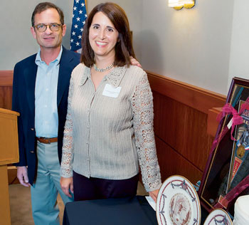 President Weiss presented Pamela Gaary Holran ’88 with the Bell Award for distinguished service at the 2012 alumni volunteer awards reception.