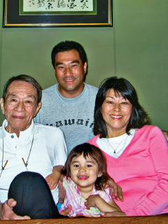 Left: Robert Nishiyama; top: Darrell Jung, Nishiyama’s grandson; Rhoda Nishiyama, Nishiyama’s daughter; bottom; Kira, Nishiyama’s great-granddaughter