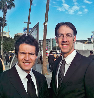 Jason Ojalvo ’92 (left) and Tony Brooke ’91, at the Staples Center, Los Angeles, for the Feb. 13, 2011, Grammy Awards ceremony.