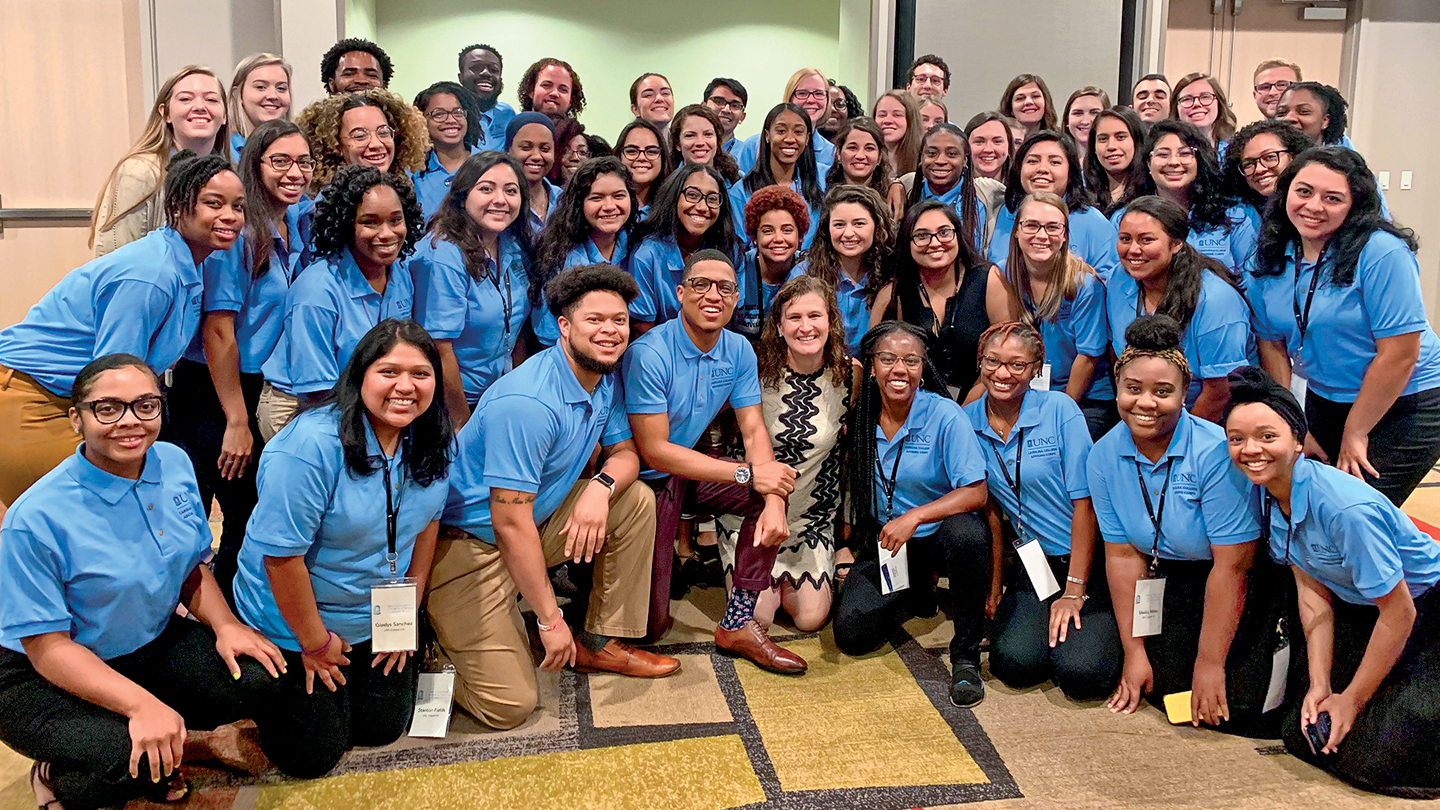 Hurd with College Advising Corps’ advisors at University of North Carolina at Chapel Hill.